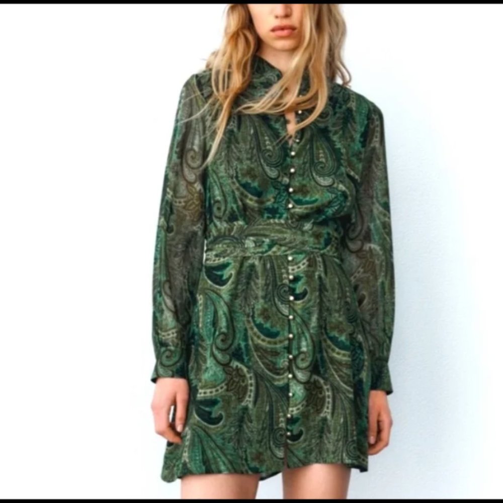 Zara paisley print mini dress